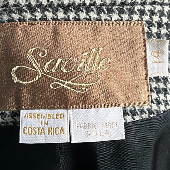 VTG SAVILLE Pleated Houndstooth Midi Skirt in Black & White  Wool blend  SZ 8 - Picture 8 of 11